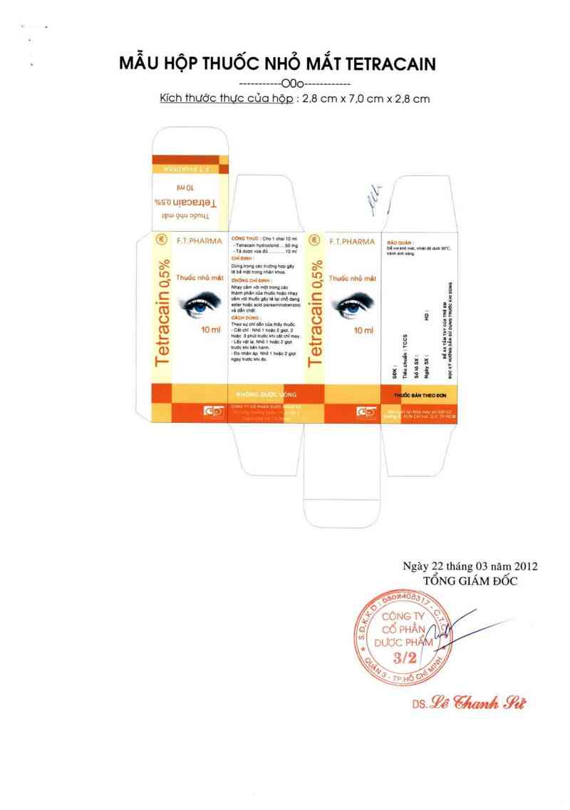 thông tin, cách dùng, giá thuốc Tetracain 0,5% - ảnh 0
