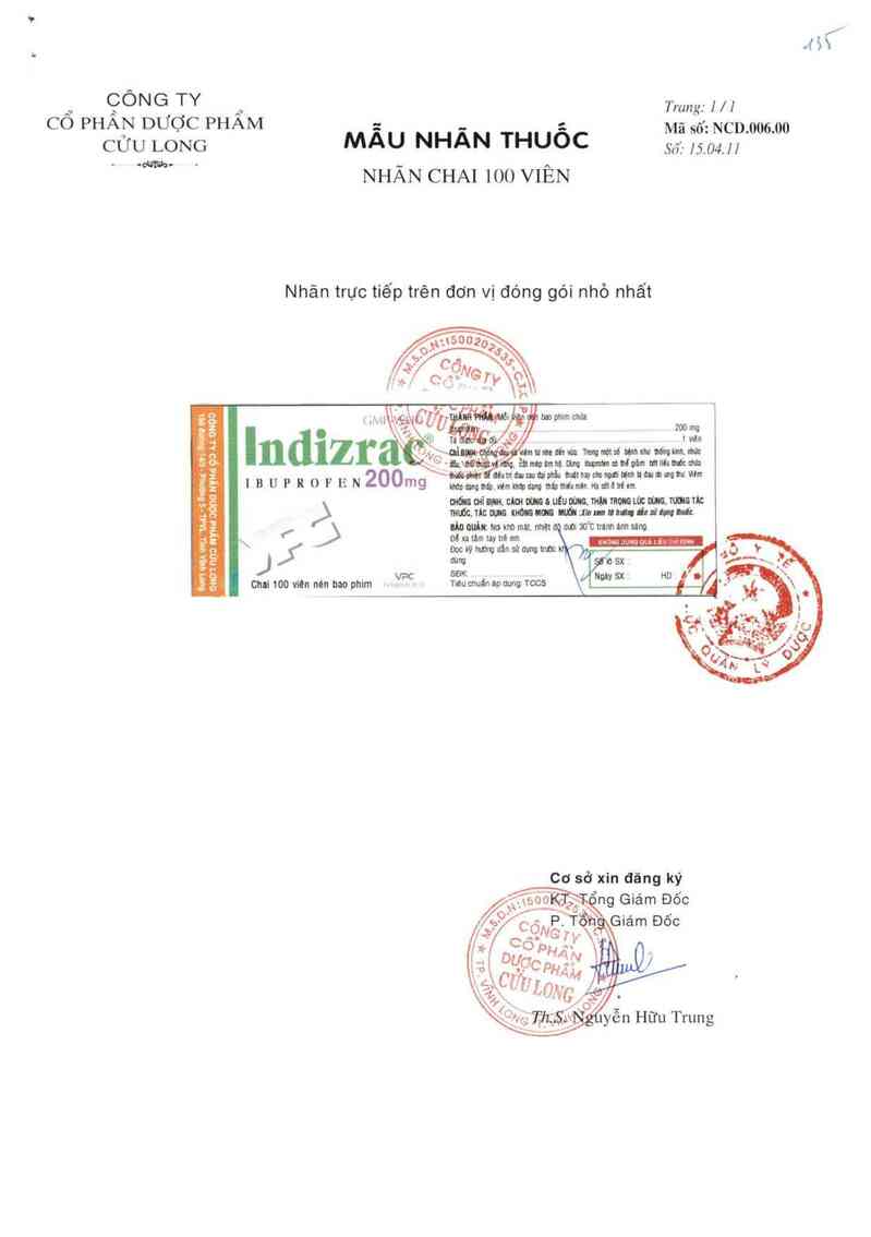 thông tin, cách dùng, giá thuốc Indizrac - ảnh 0