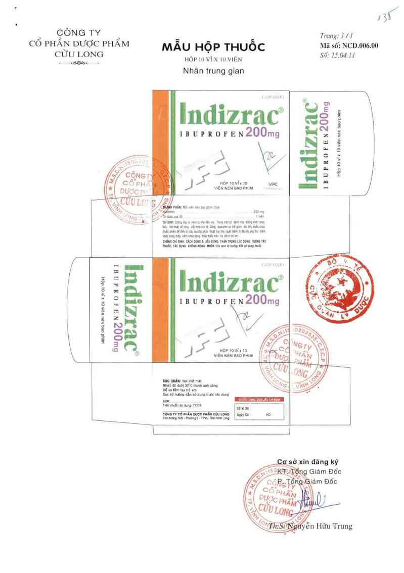 thông tin, cách dùng, giá thuốc Indizrac - ảnh 1