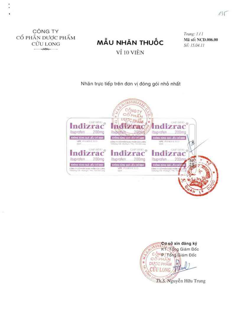 thông tin, cách dùng, giá thuốc Indizrac - ảnh 2