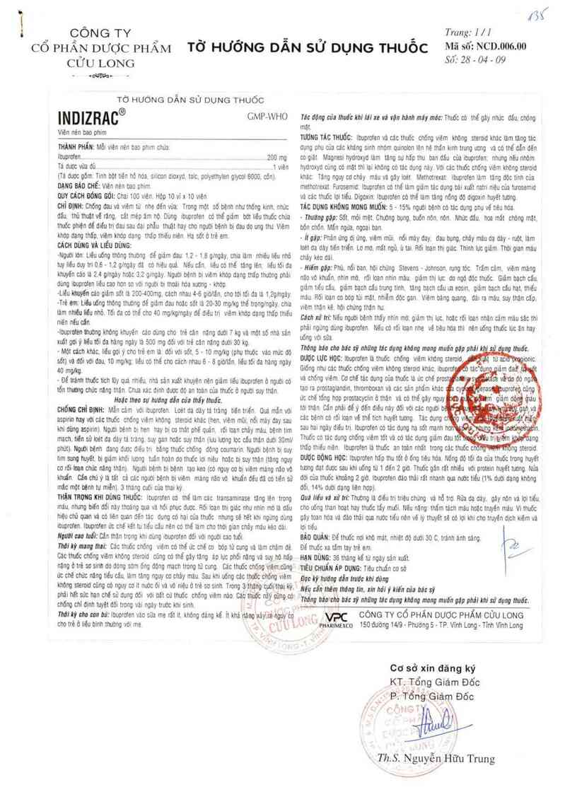 thông tin, cách dùng, giá thuốc Indizrac - ảnh 3