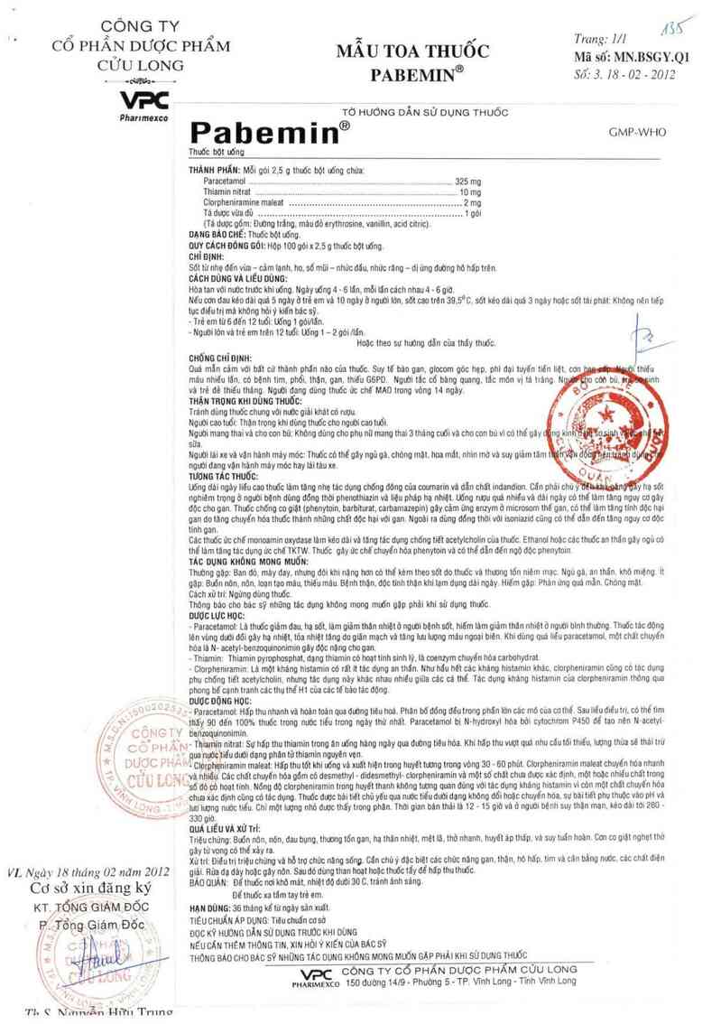 thông tin, cách dùng, giá thuốc Pabemin - ảnh 2