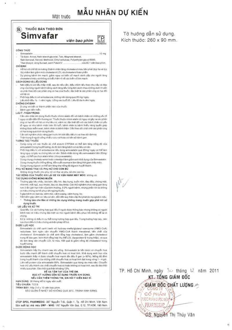 thông tin, cách dùng, giá thuốc Simvafar - ảnh 1