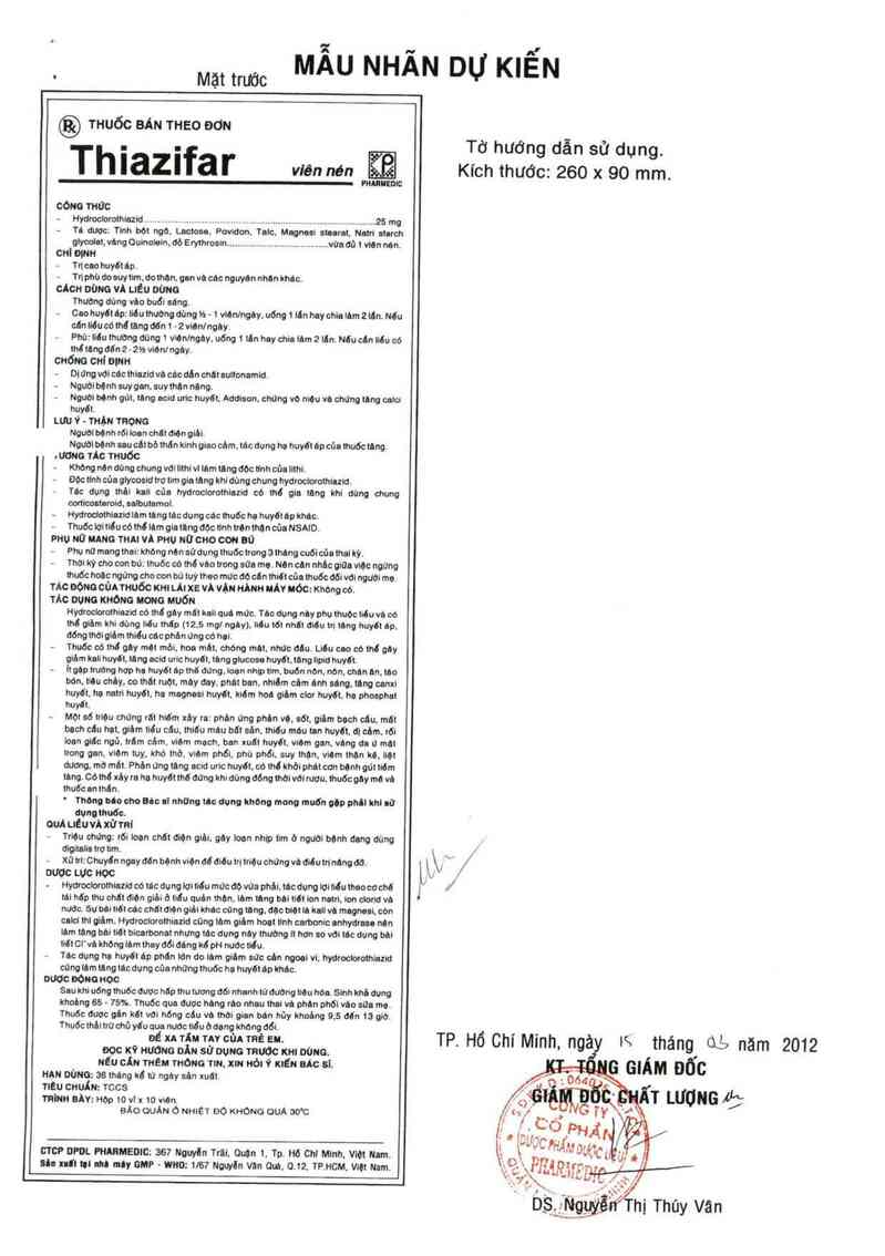 thông tin, cách dùng, giá thuốc Thiazifar - ảnh 1