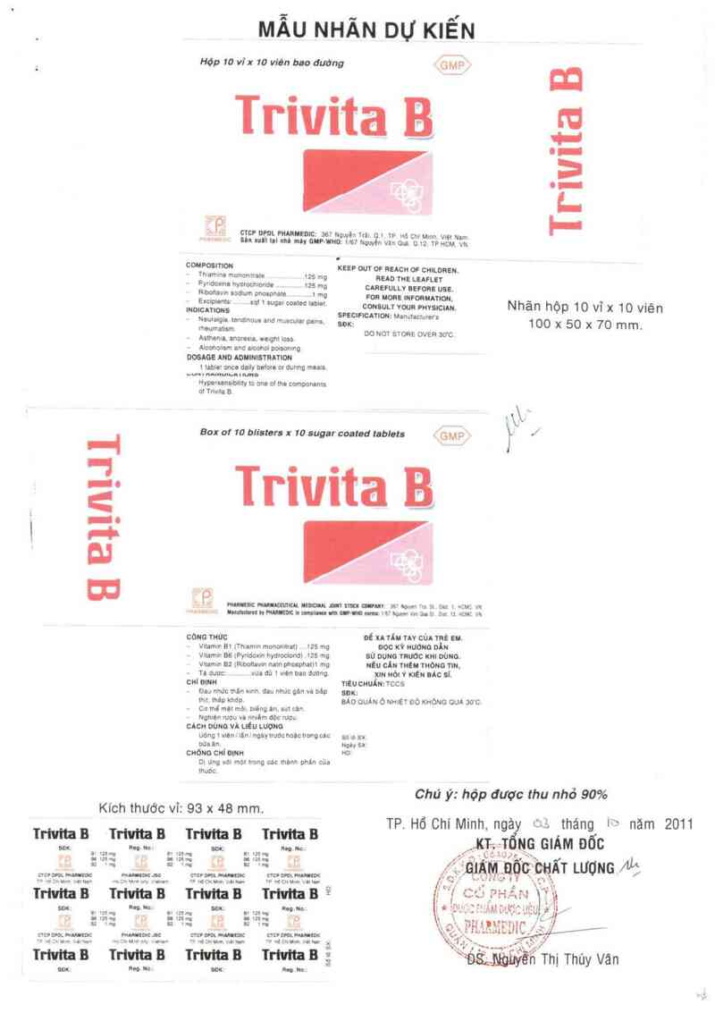 thông tin, cách dùng, giá thuốc Trivita B - ảnh 0