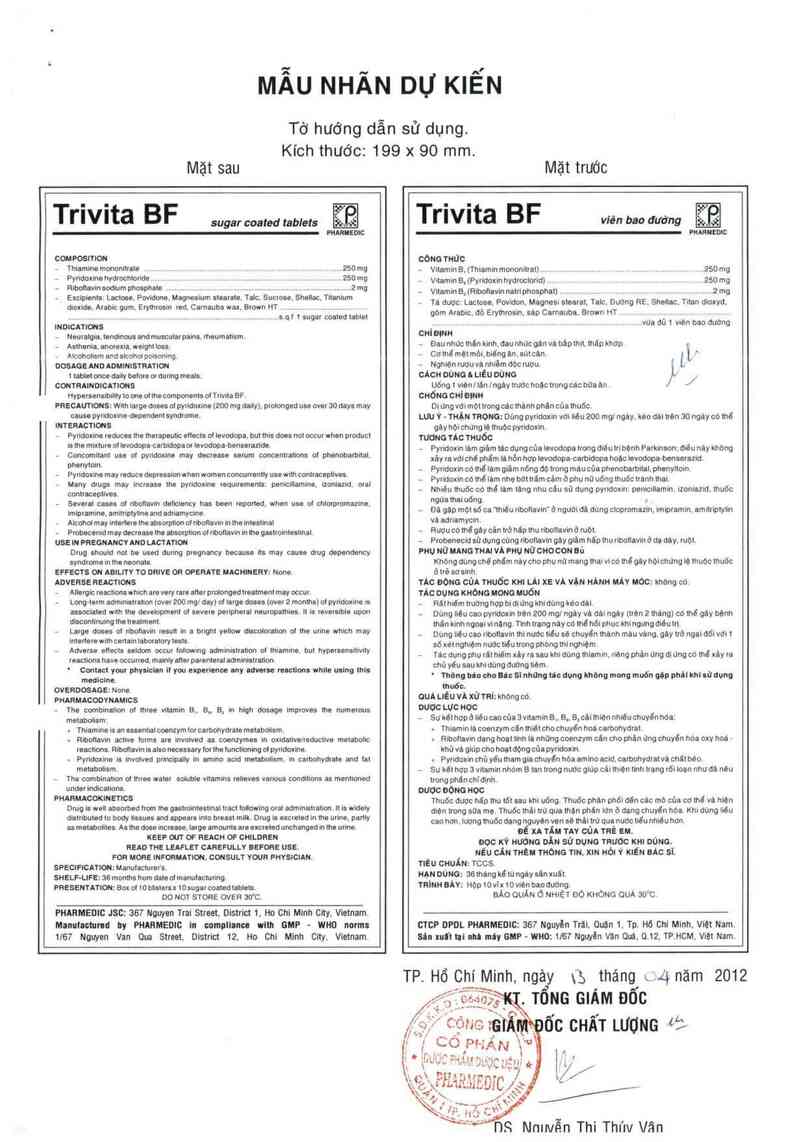thông tin, cách dùng, giá thuốc Trivita BF - ảnh 1