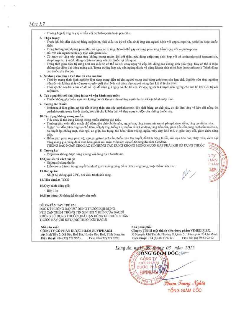thông tin, cách dùng, giá thuốc Padirom 1 g - ảnh 2