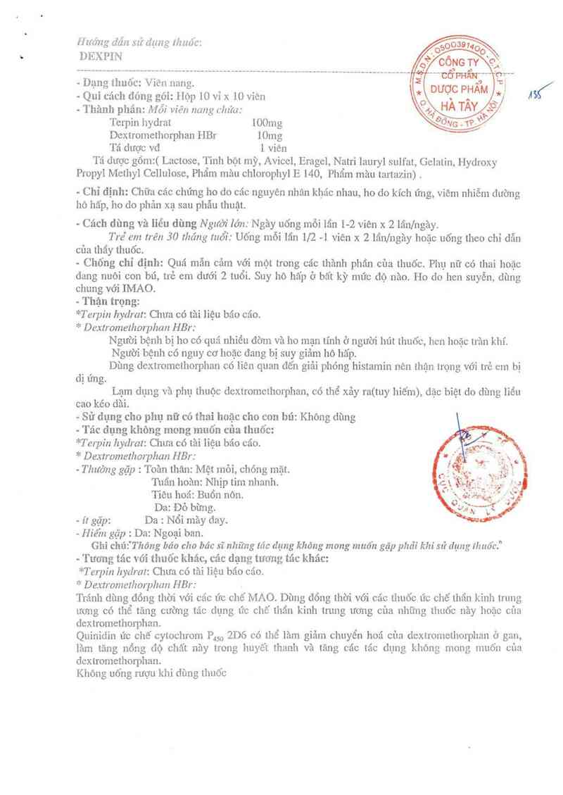 thông tin, cách dùng, giá thuốc Dexpin - ảnh 1