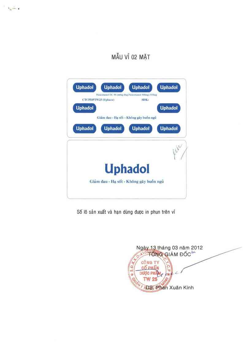 thông tin, cách dùng, giá thuốc Uphadol - ảnh 0
