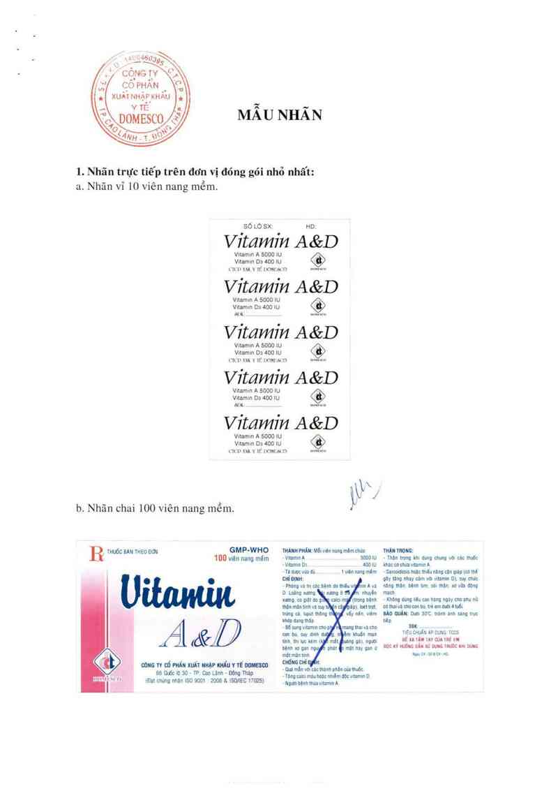 thông tin, cách dùng, giá thuốc Vitamin A&D - ảnh 1