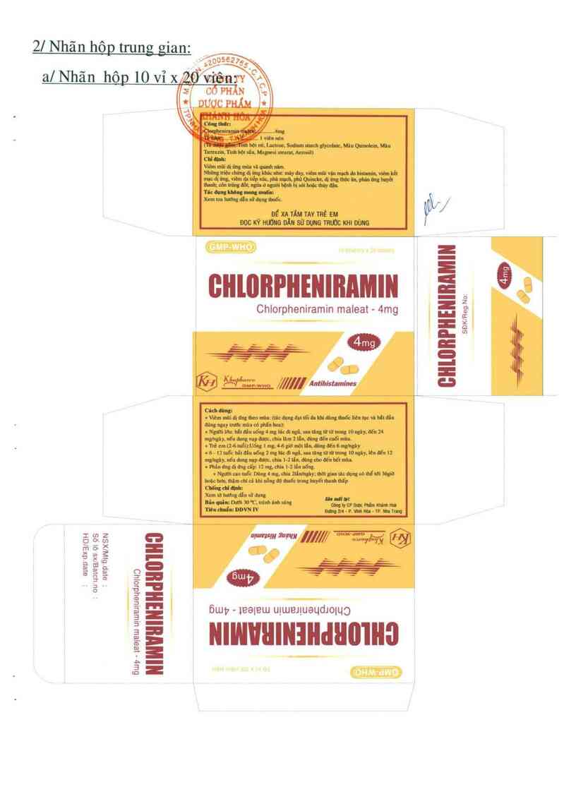 thông tin, cách dùng, giá thuốc Clorpheniramin - ảnh 1