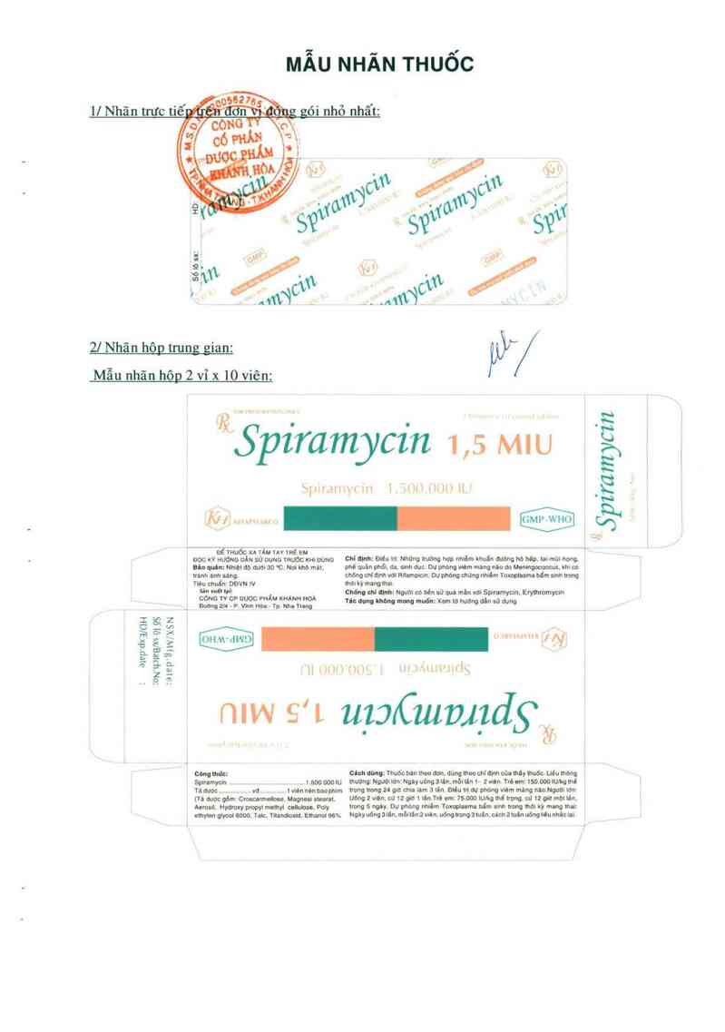 thông tin, cách dùng, giá thuốc Spiramycin 1,5 MIU - ảnh 0