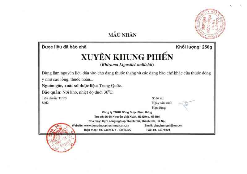 thông tin, cách dùng, giá thuốc Xuyên khung phiến - ảnh 2