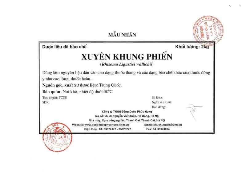 thông tin, cách dùng, giá thuốc Xuyên khung phiến - ảnh 5