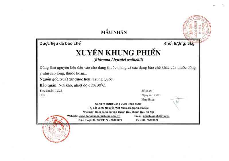 thông tin, cách dùng, giá thuốc Xuyên khung phiến - ảnh 6