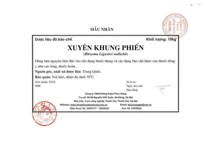 thông tin, cách dùng, giá thuốc Xuyên khung phiến - ảnh 8
