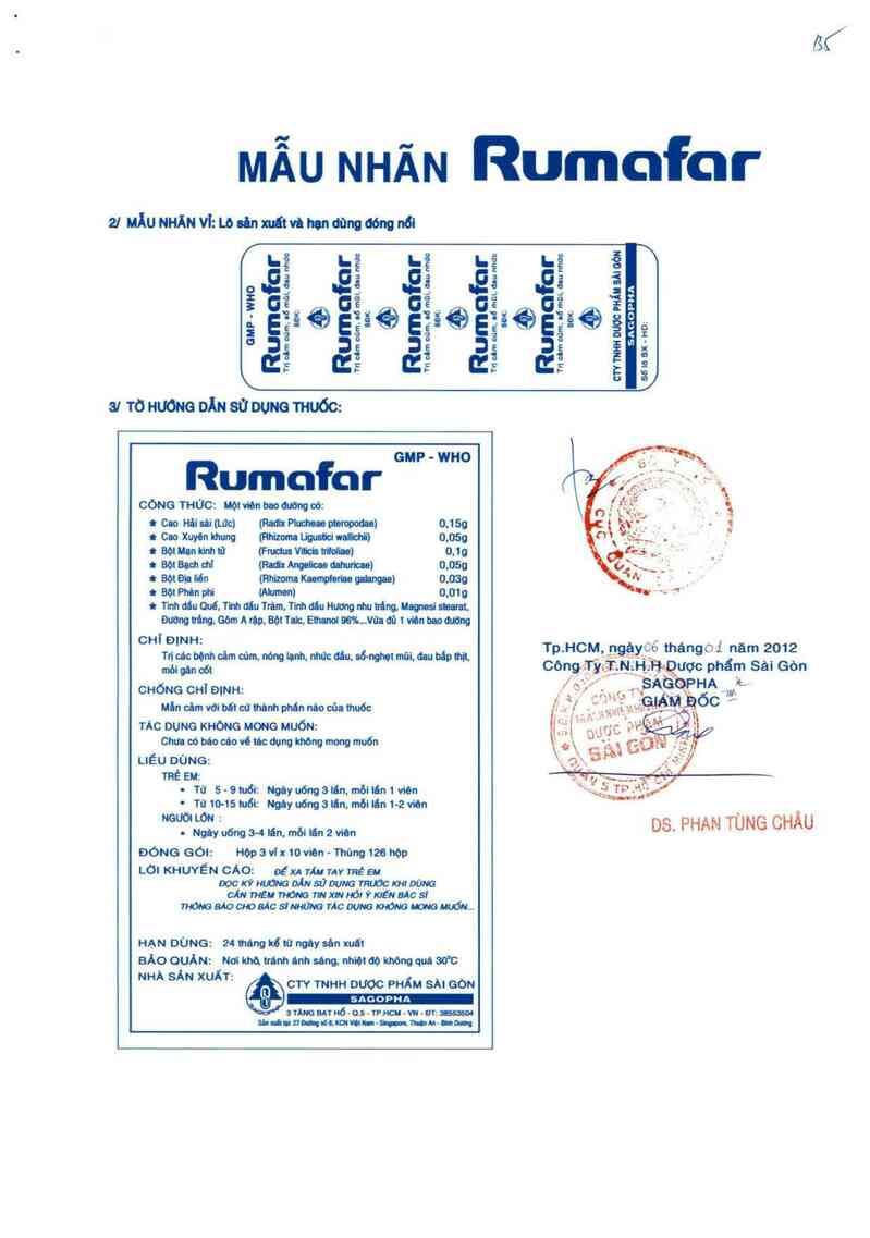 thông tin, cách dùng, giá thuốc Rumafar - ảnh 1