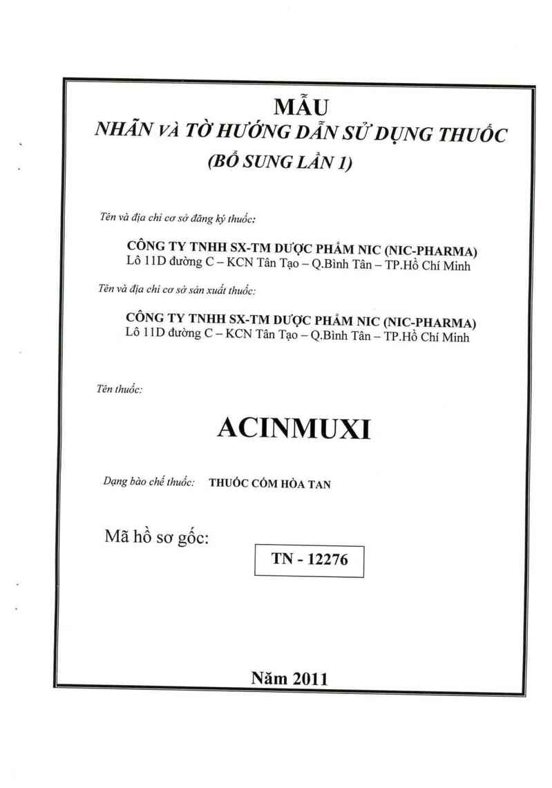 thông tin, cách dùng, giá thuốc Acinmuxi - ảnh 0