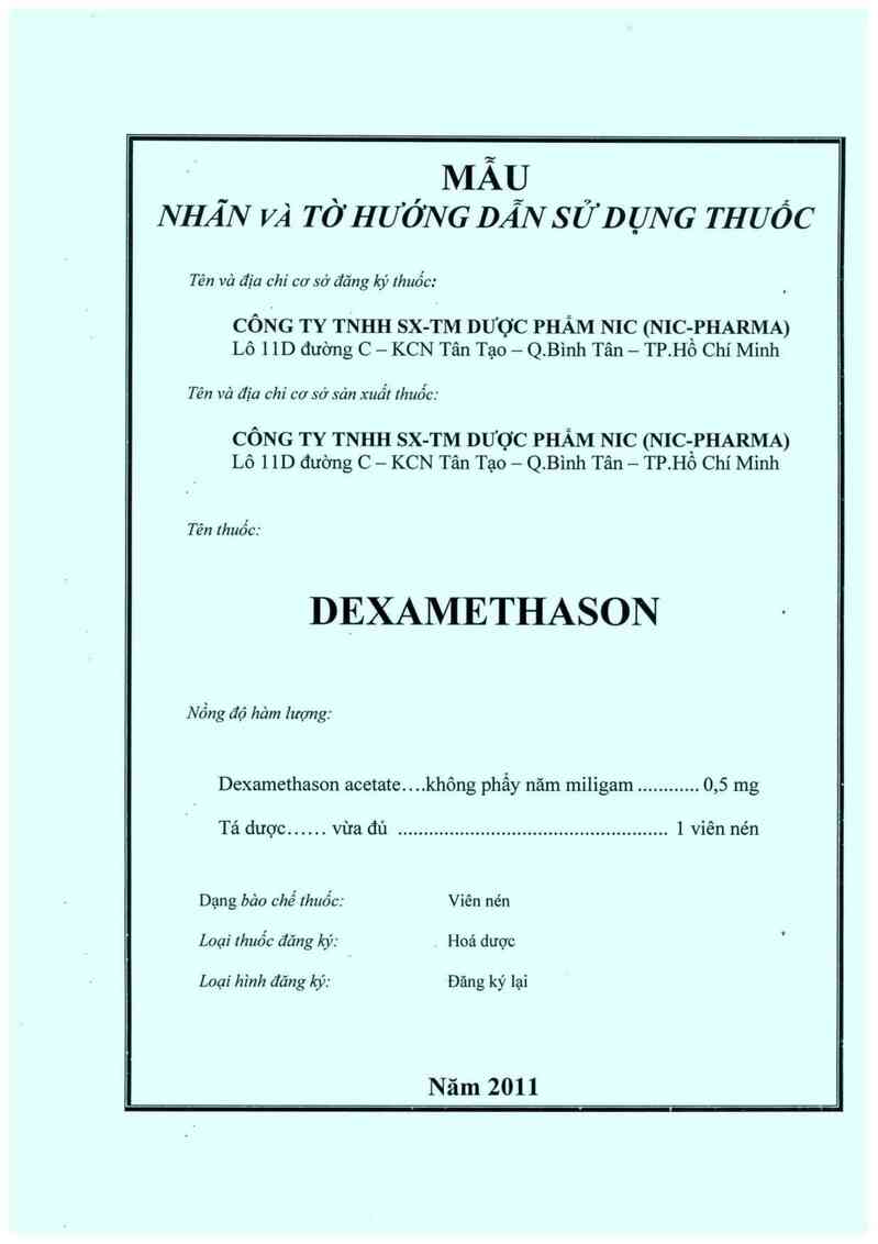 thông tin, cách dùng, giá thuốc Dexamethason 0,5 mg - ảnh 0