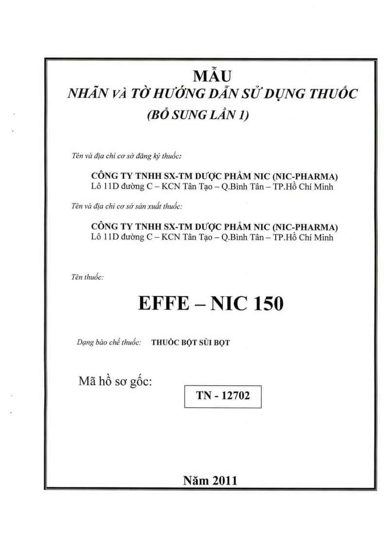 thông tin, cách dùng, giá thuốc Effe-Nic 150 - ảnh 0