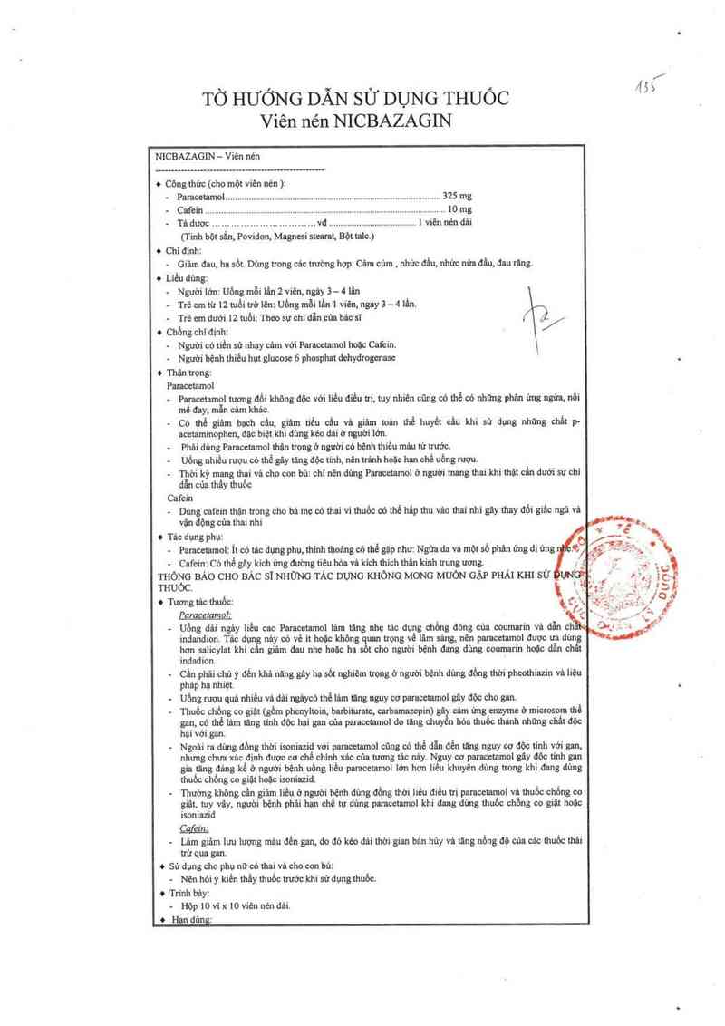 thông tin, cách dùng, giá thuốc Nicbazagin - ảnh 2