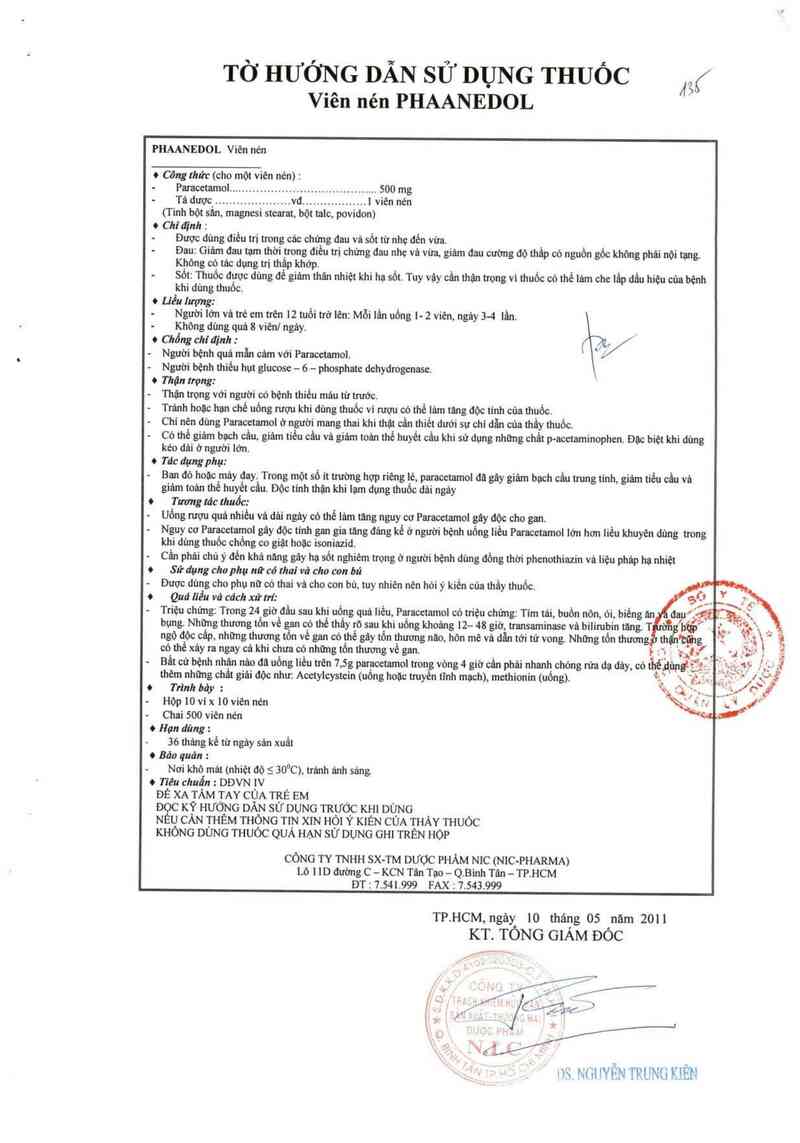 thông tin, cách dùng, giá thuốc Phaanedol - ảnh 2