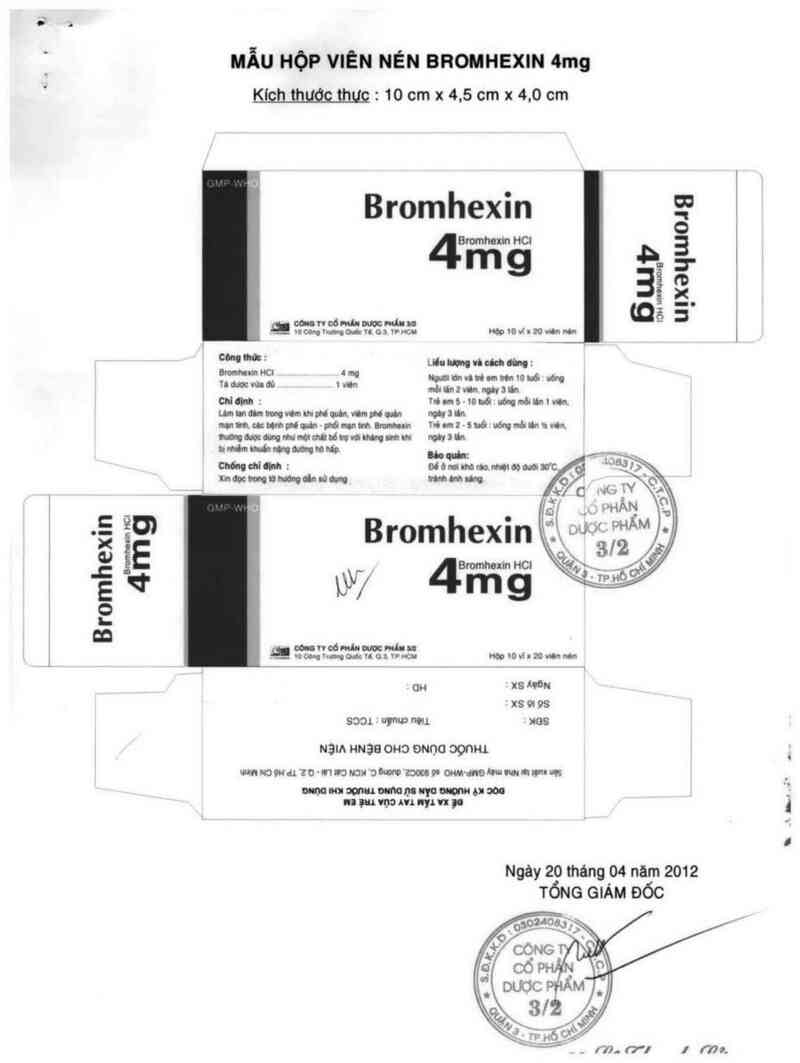 thông tin, cách dùng, giá thuốc Bromhexin 4 - ảnh 2