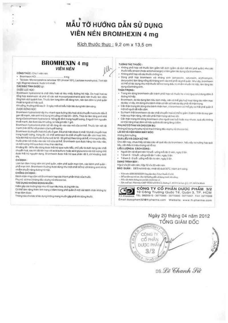 thông tin, cách dùng, giá thuốc Bromhexin 4 - ảnh 3