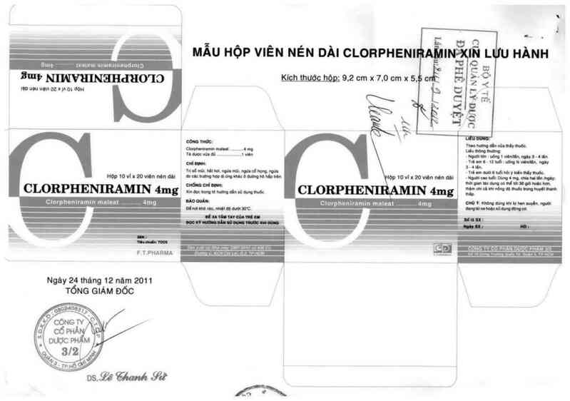 thông tin, cách dùng, giá thuốc Clorpheniramin  4 mg - ảnh 0