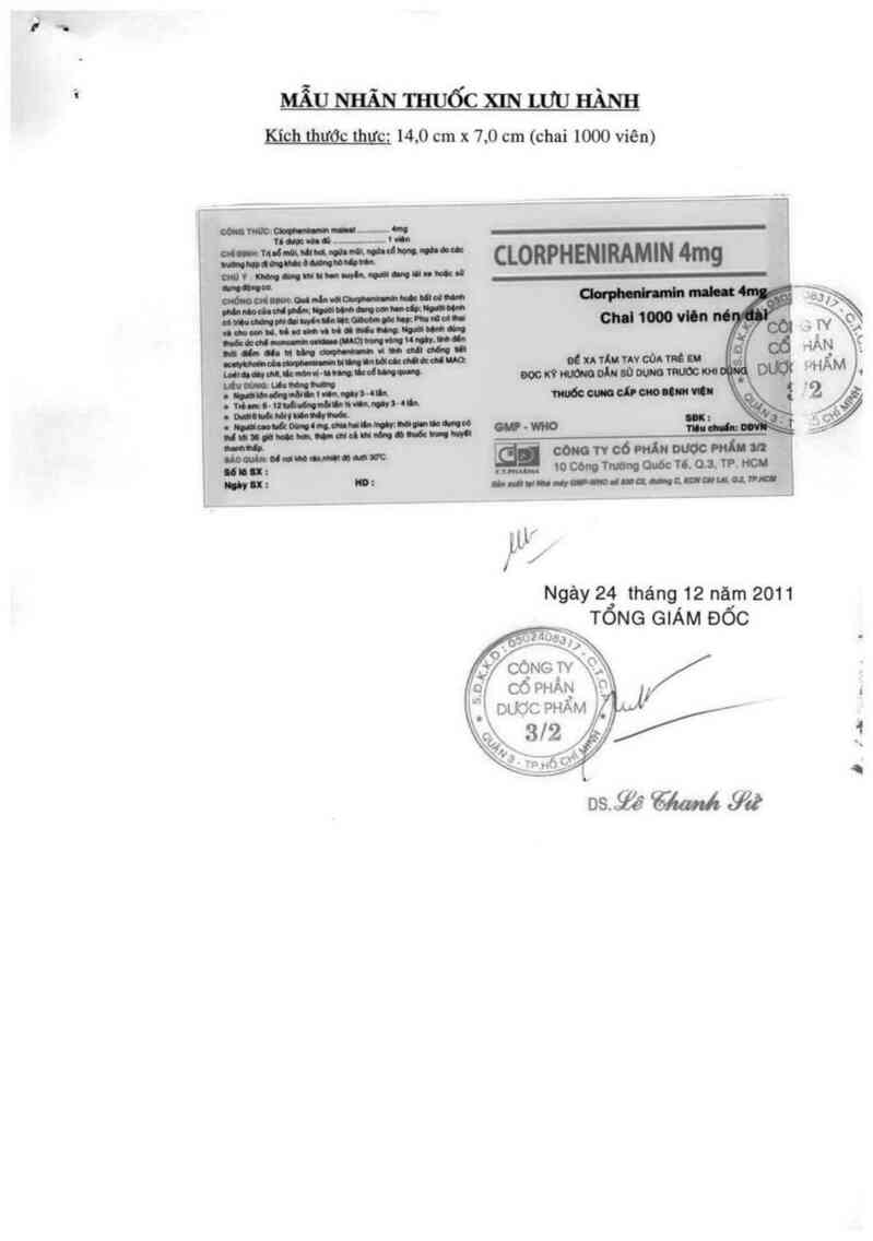 thông tin, cách dùng, giá thuốc Clorpheniramin  4 mg - ảnh 1