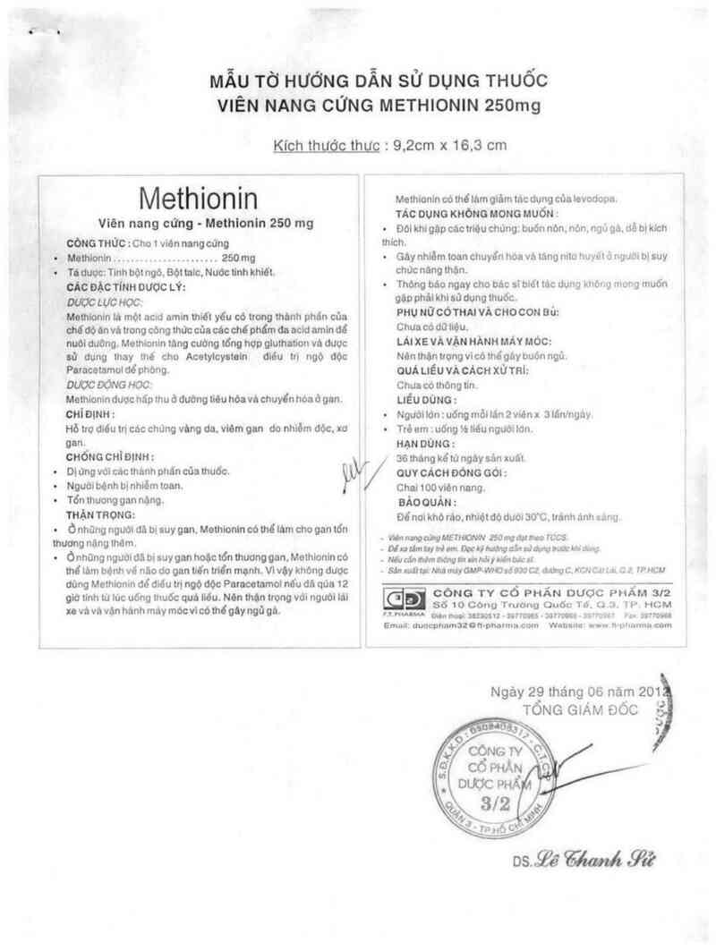 thông tin, cách dùng, giá thuốc Methionin - ảnh 2