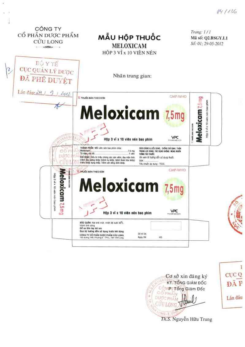 thông tin, cách dùng, giá thuốc Meloxicam 7,5mg - ảnh 0