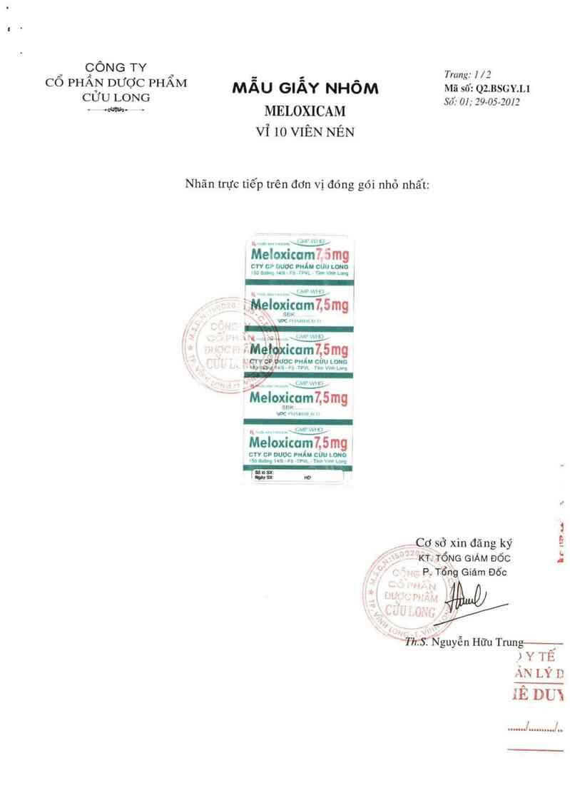 thông tin, cách dùng, giá thuốc Meloxicam 7,5mg - ảnh 1