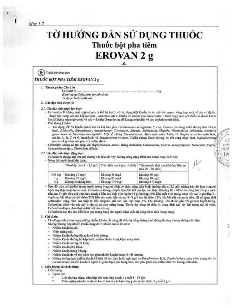 thông tin, cách dùng, giá thuốc Erovan 2 g - ảnh 2
