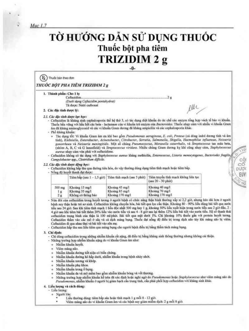 thông tin, cách dùng, giá thuốc Trizidim 2 g - ảnh 2