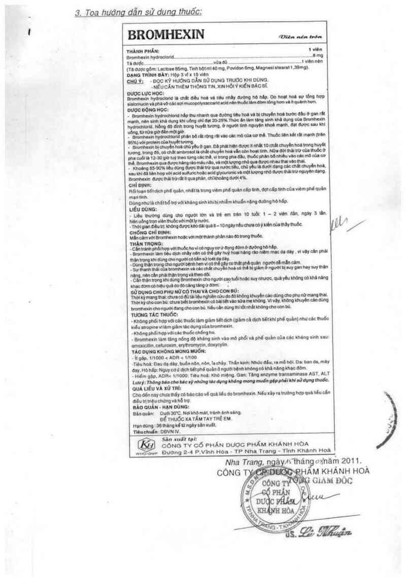 thông tin, cách dùng, giá thuốc Bromhexin - ảnh 1