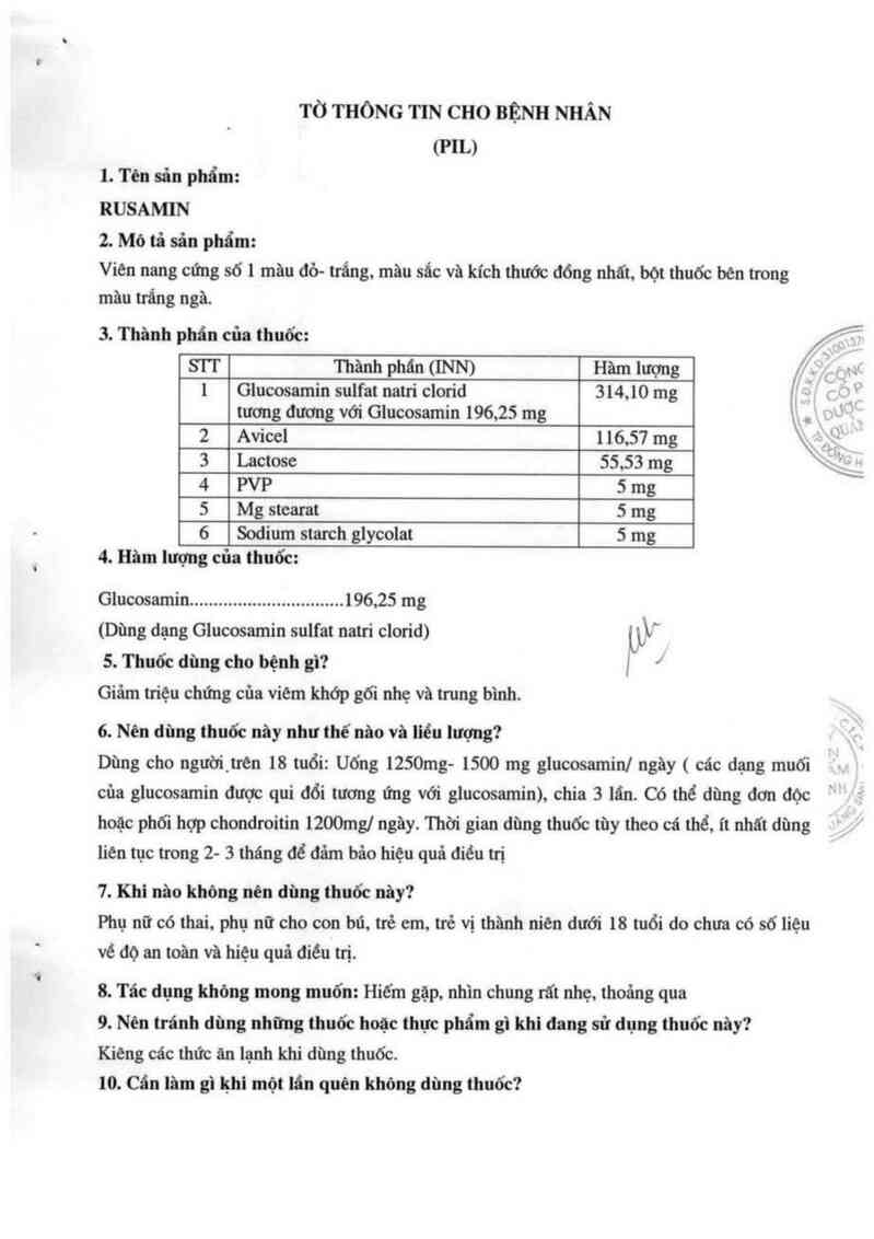 thông tin, cách dùng, giá thuốc Rusamin - ảnh 3