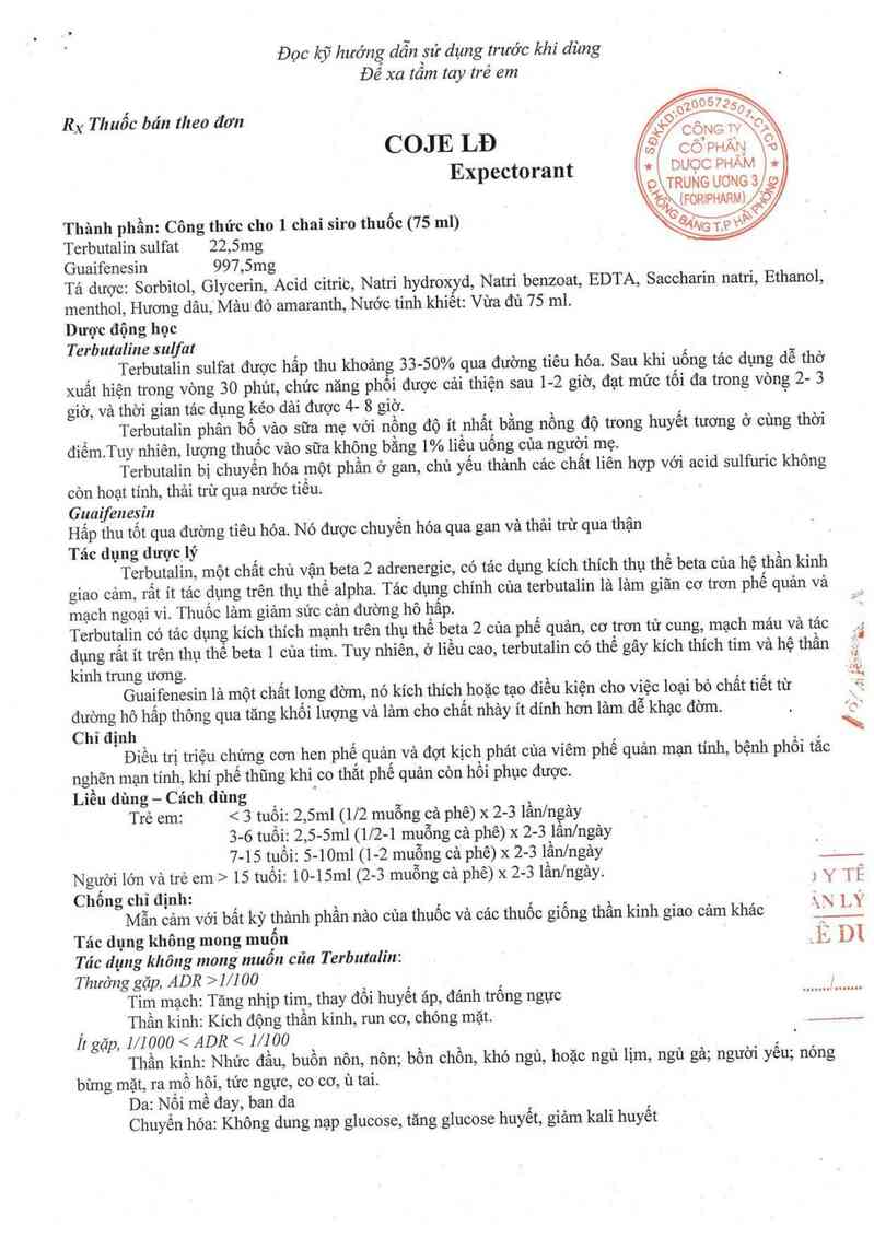 thông tin, cách dùng, giá thuốc Coje LĐ - ảnh 1