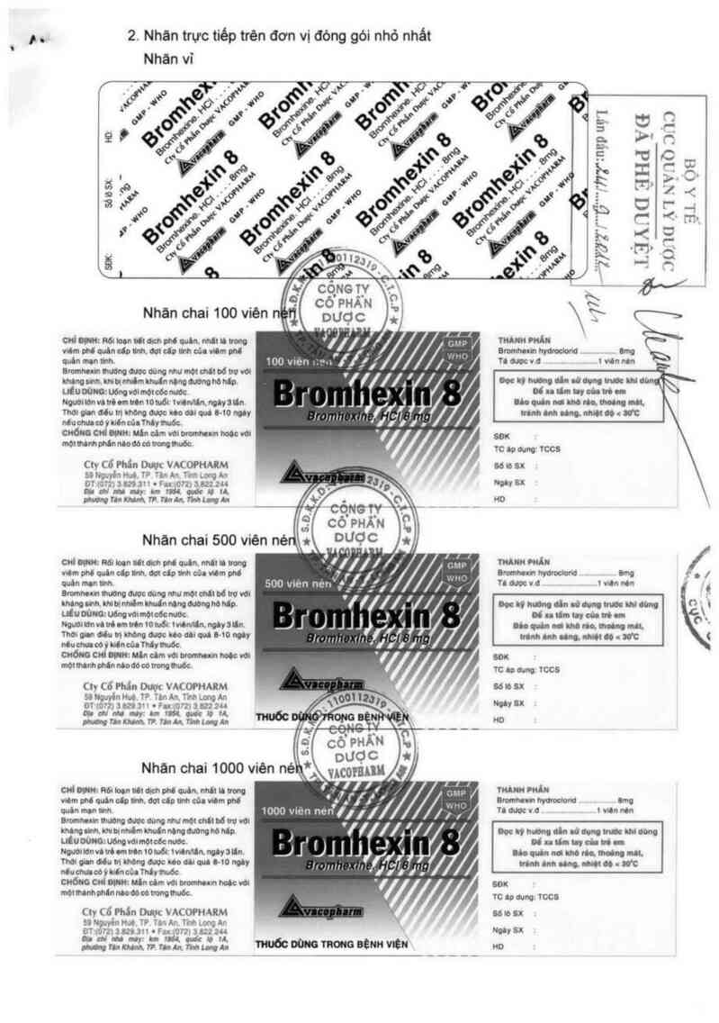 thông tin, cách dùng, giá thuốc Bromhexin 8 - ảnh 0