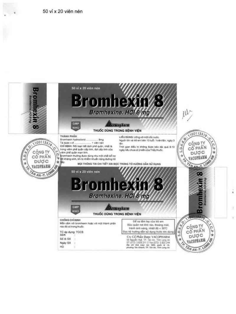 thông tin, cách dùng, giá thuốc Bromhexin 8 - ảnh 1