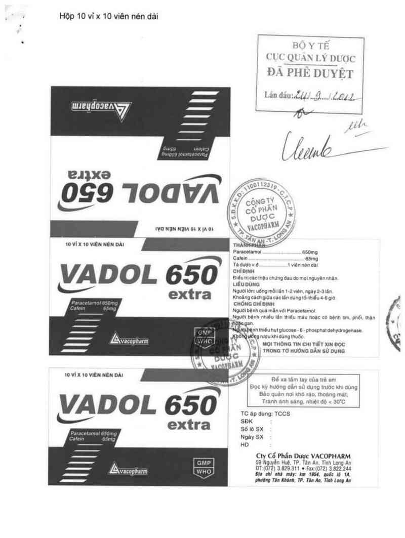 thông tin, cách dùng, giá thuốc Vadol 650 Extra - ảnh 0