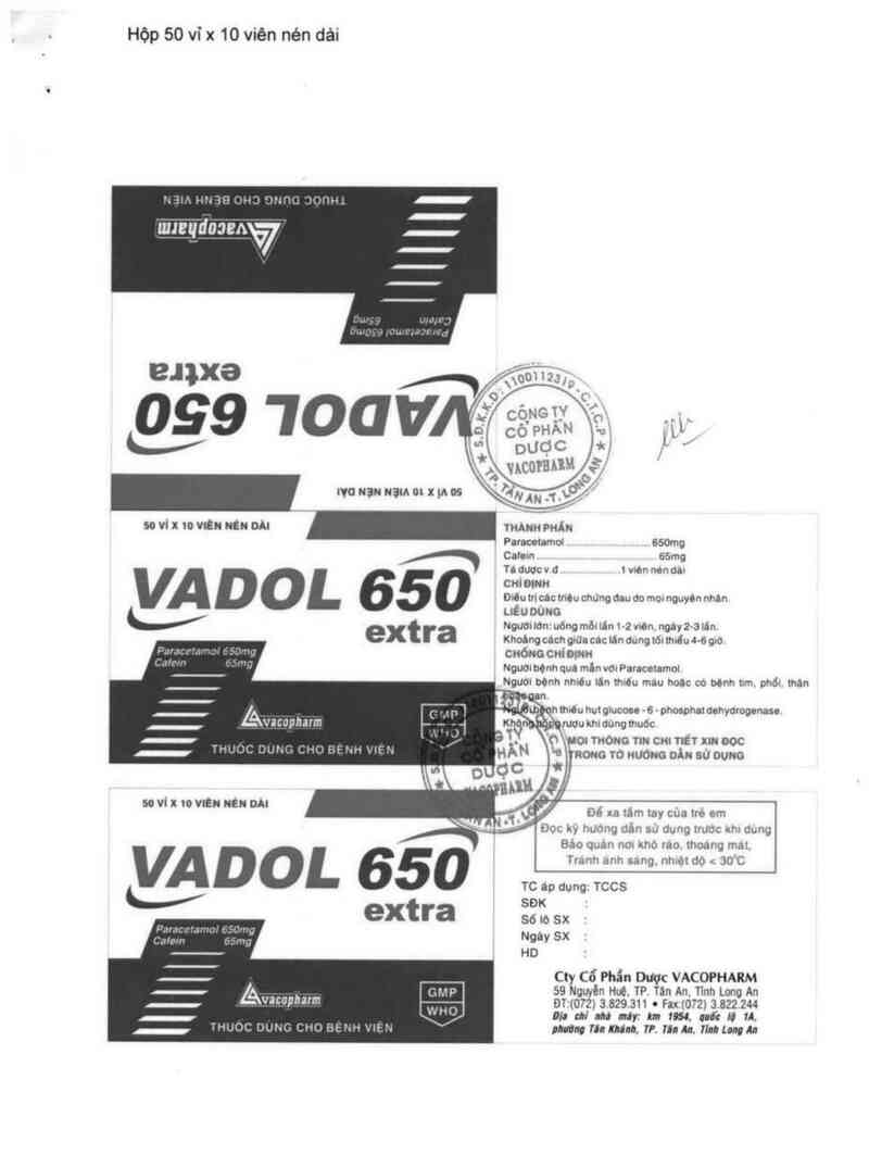 thông tin, cách dùng, giá thuốc Vadol 650 Extra - ảnh 2
