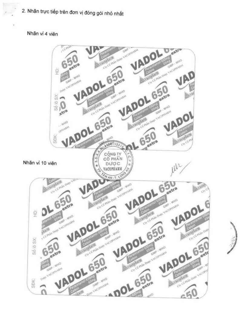thông tin, cách dùng, giá thuốc Vadol 650 Extra - ảnh 6