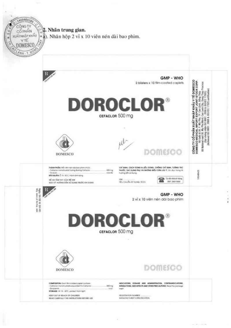 thông tin, cách dùng, giá thuốc Doroclor - ảnh 1