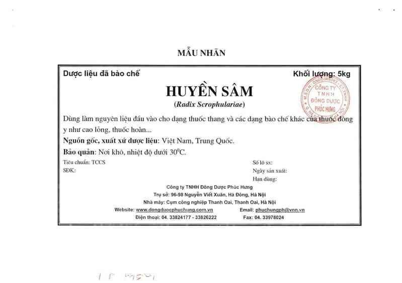 thông tin, cách dùng, giá thuốc Huyền sâm phiến - ảnh 13