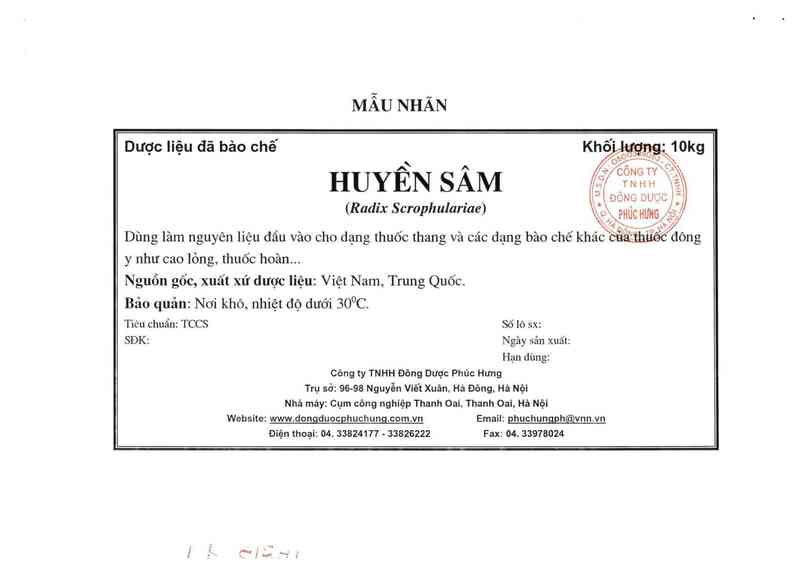 thông tin, cách dùng, giá thuốc Huyền sâm phiến - ảnh 14