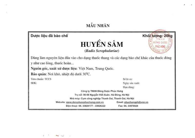 thông tin, cách dùng, giá thuốc Huyền sâm phiến - ảnh 16