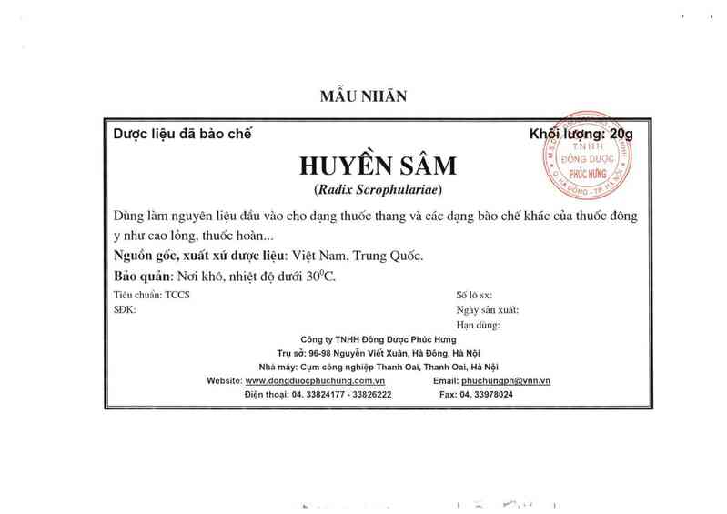 thông tin, cách dùng, giá thuốc Huyền sâm phiến - ảnh 3