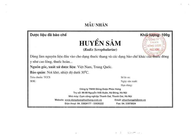 thông tin, cách dùng, giá thuốc Huyền sâm phiến - ảnh 7