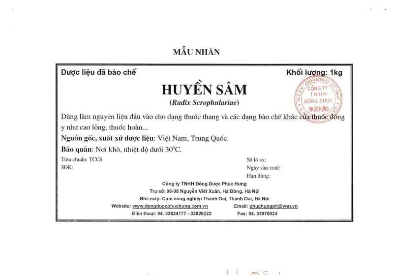 thông tin, cách dùng, giá thuốc Huyền sâm phiến - ảnh 9